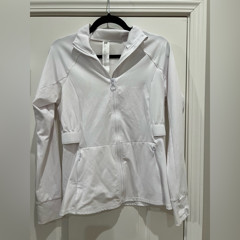 Fabletics white full zip jacket medium